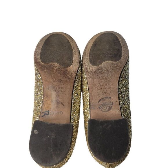 Chiara Ferragni Gold Sparkle Leather Flats (Size 8.5) - Picture 7 of 9